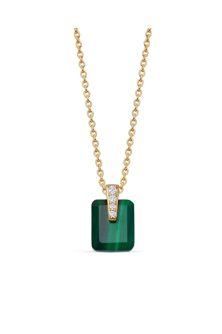 Gold Deco Malachite Pendant Necklace, Main, color, Malachite