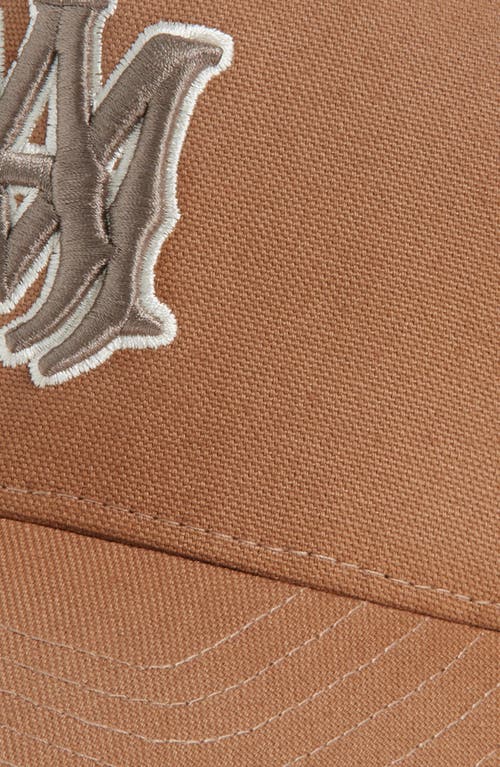 Amiri Ma Outline Embroidered Canvas Trucker Hat In Brown