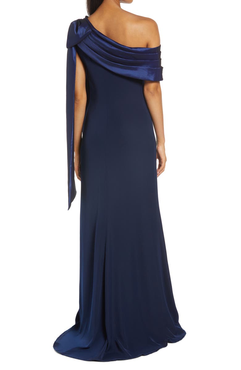 Tadashi Shoji One-Shoulder Crepe Column Gown, Alternate, color, 
