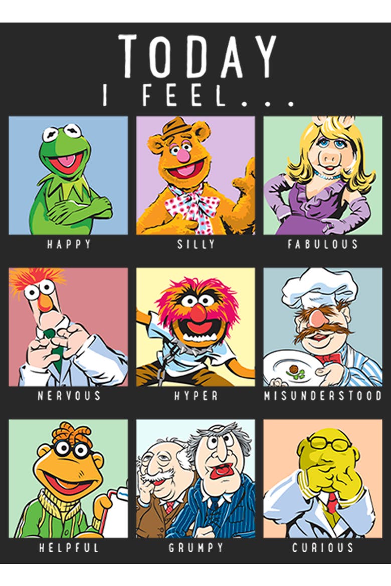 Women's The Muppets Mood Chart  Graphic T-Shirt, Alternate, color, Black