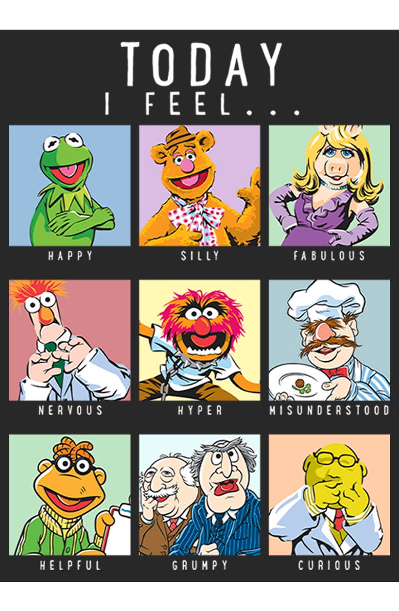 The Muppets Women's The Muppets Mood Chart  Graphic T-Shirt, Alternate, color, Black