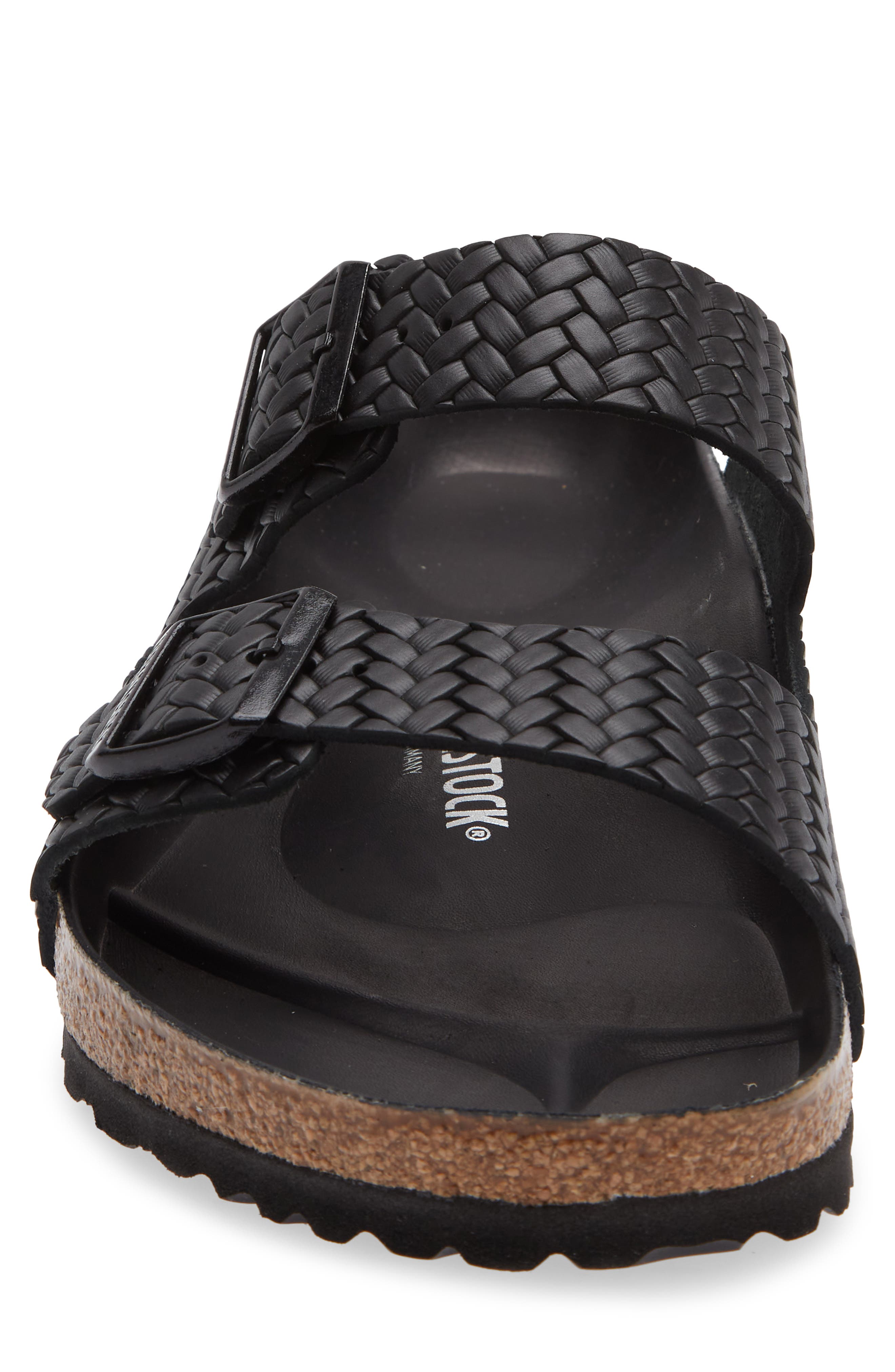 Birkenstock Arizona Woven Embossed Slide Sandal, Alternate, color, Black
