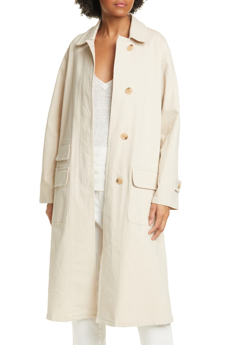 Nili Lotan Samuel Stretch Canvas Duster Coat, Main, color, 
