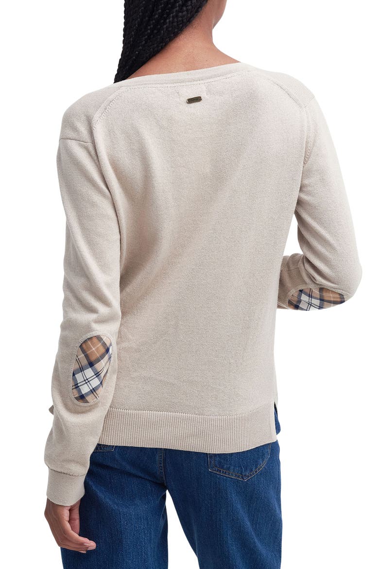 Bredon Tartan Accent Cotton & Cashmere Cardigan, Alternate, color, OATMEAL HESSIAN TART