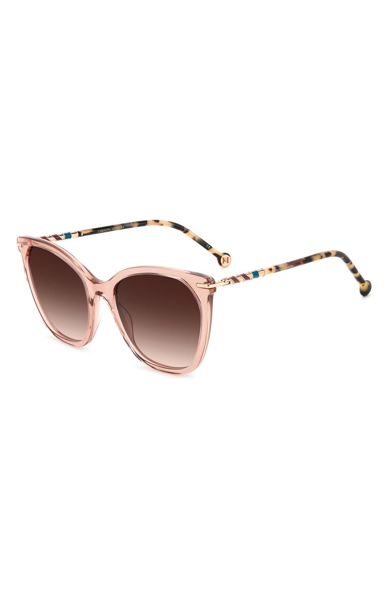 Carolina Herrera 56mm Cat Eye Sunglasses, Alternate, color, Peach Havana