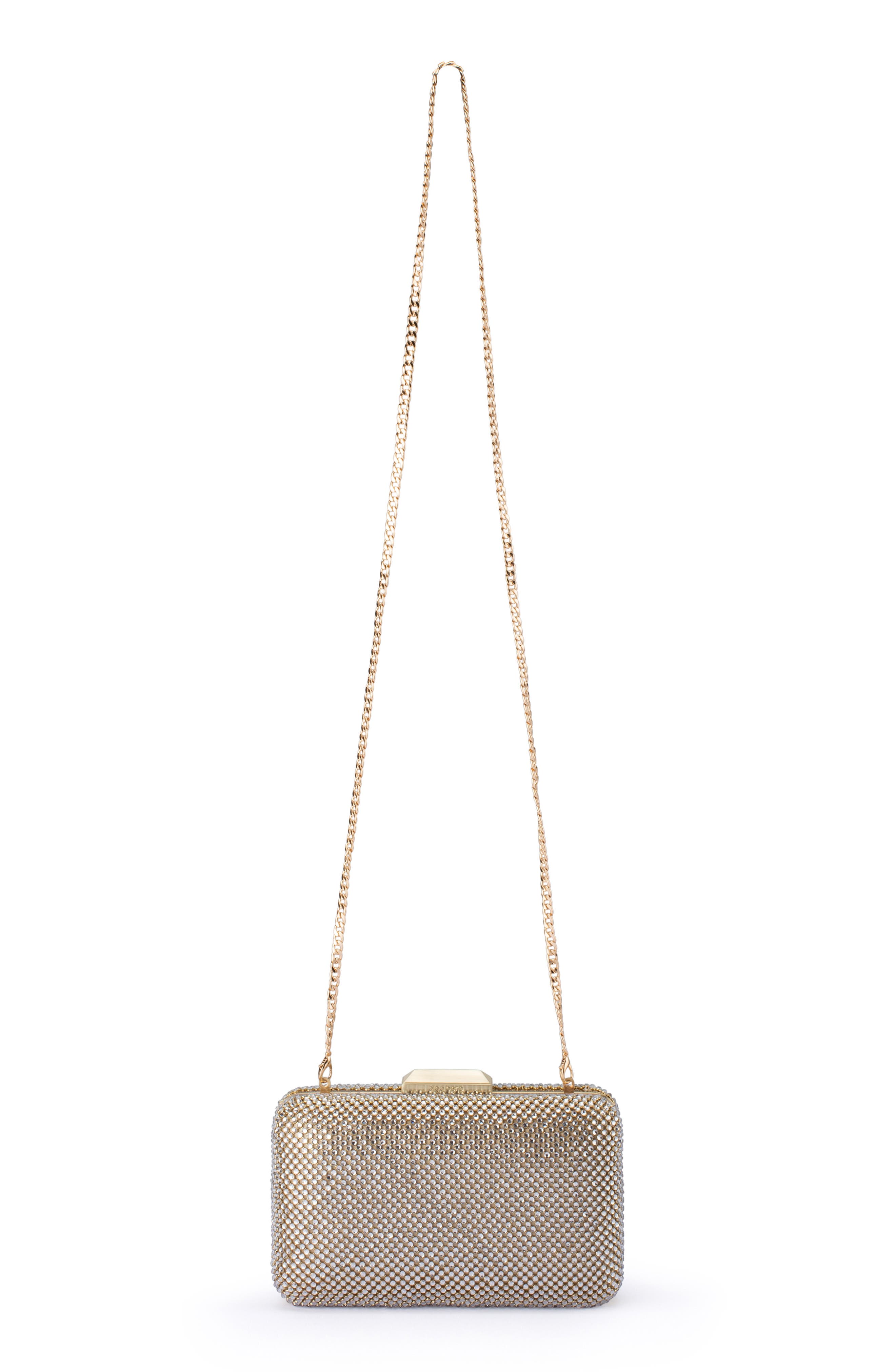 Olga Berg Ronny Crystal Mesh Frame Clutch, Alternate, color, Champagne