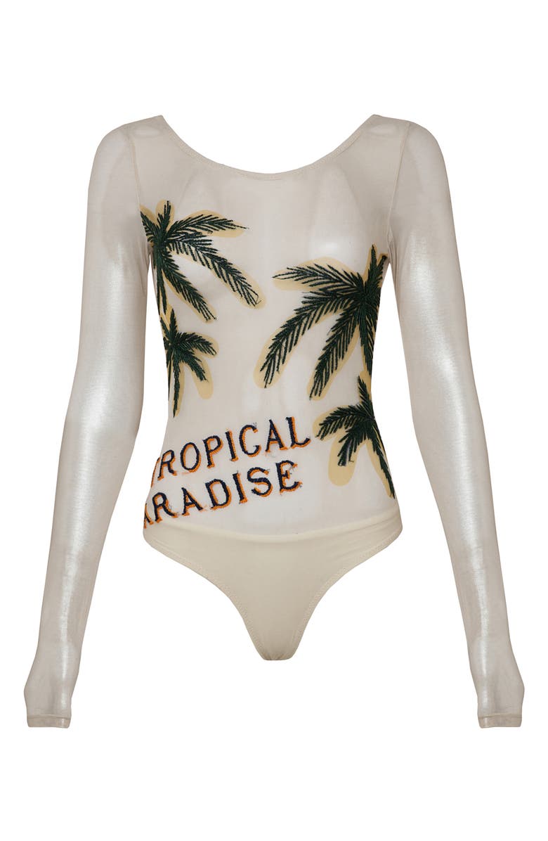 Maaji Tripicana Hawaii Net Long Sleeve One-Piece Swimsuit, Alternate, color, 