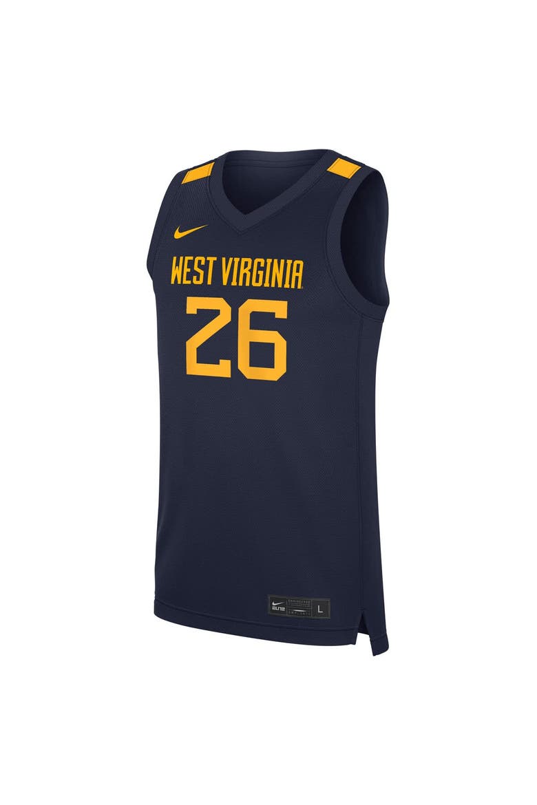 Men's Nike #26 Navy West Virginia Mountaineers Road Replica Basketball Jersey, Alternate, color, Navy