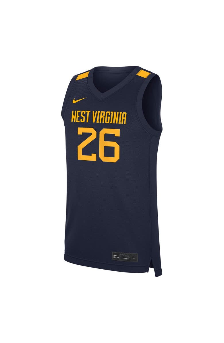Nike Men's Nike #26 Navy West Virginia Mountaineers Road Replica Basketball Jersey, Alternate, color, Navy
