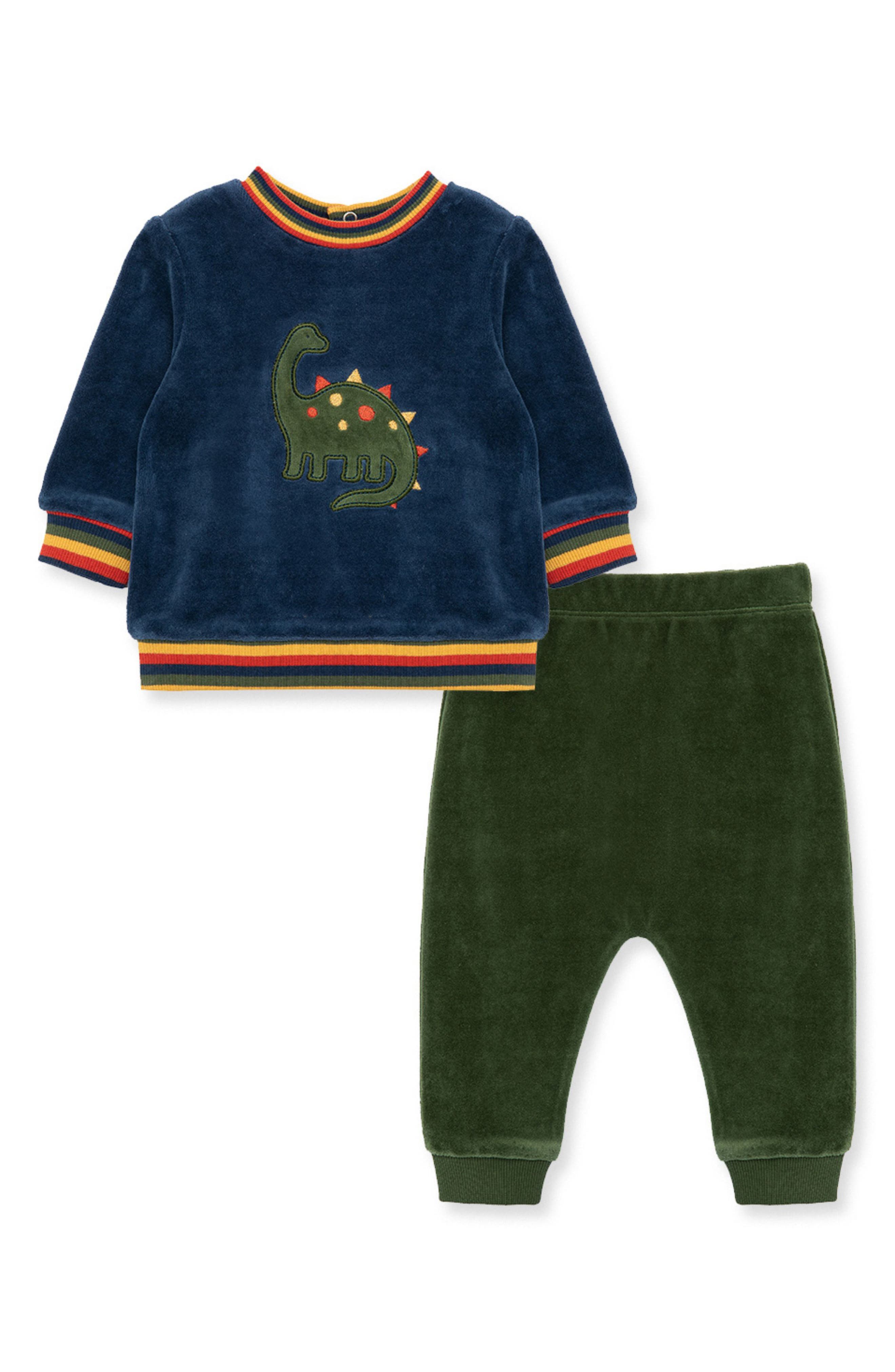 Little Me Dino Fun Velour 2-Piece Set (Men) | Nordstromrack