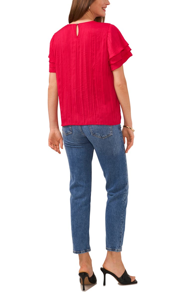 Vince Camuto Layered Flutter Sleeve Rumple Satin Top, Alternate, color, 