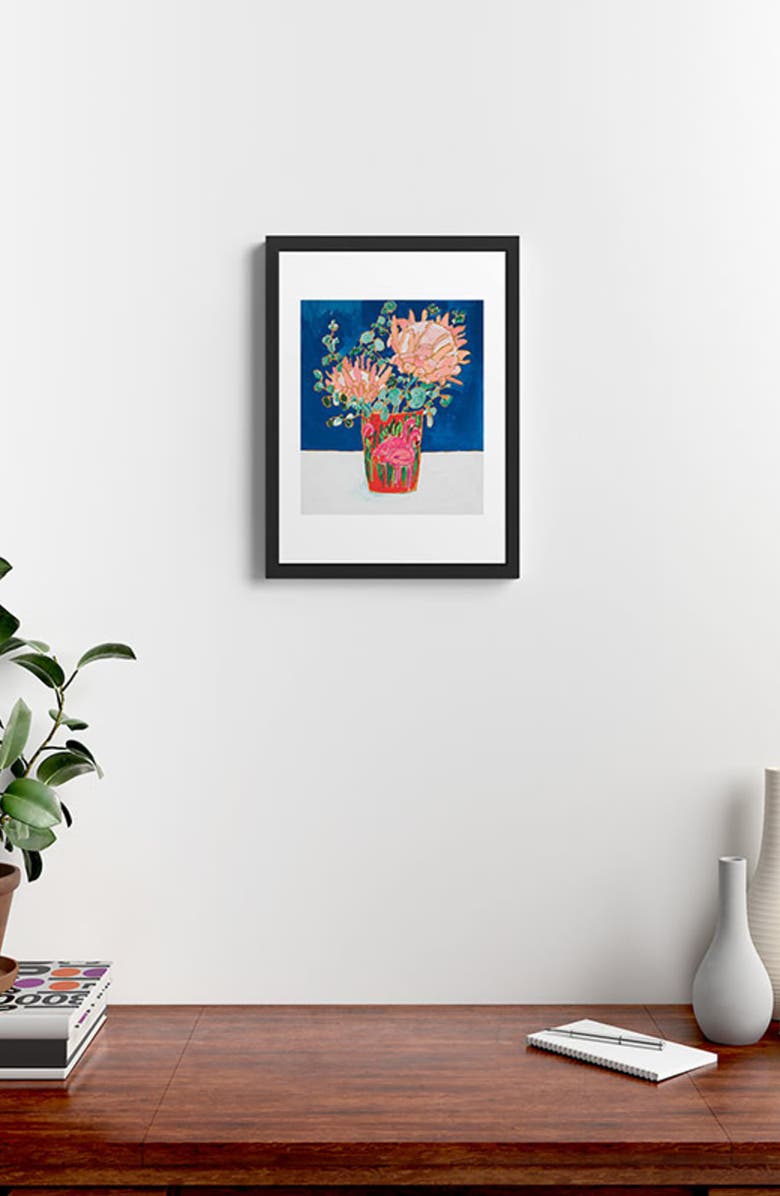 Deny Designs Protea in Enamel Flamingo Tumbler Framed Art Print, Alternate, color, Blue