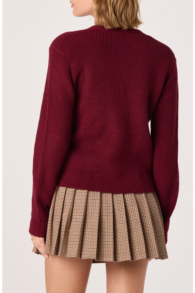 Crystal Embellished Bow Detail Cardigan, Alternate, color, BURGUNDY