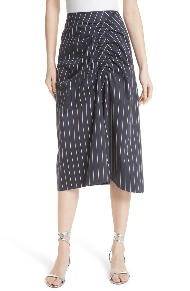 Tibi Stripe Sateen Skirt, Main, color, 