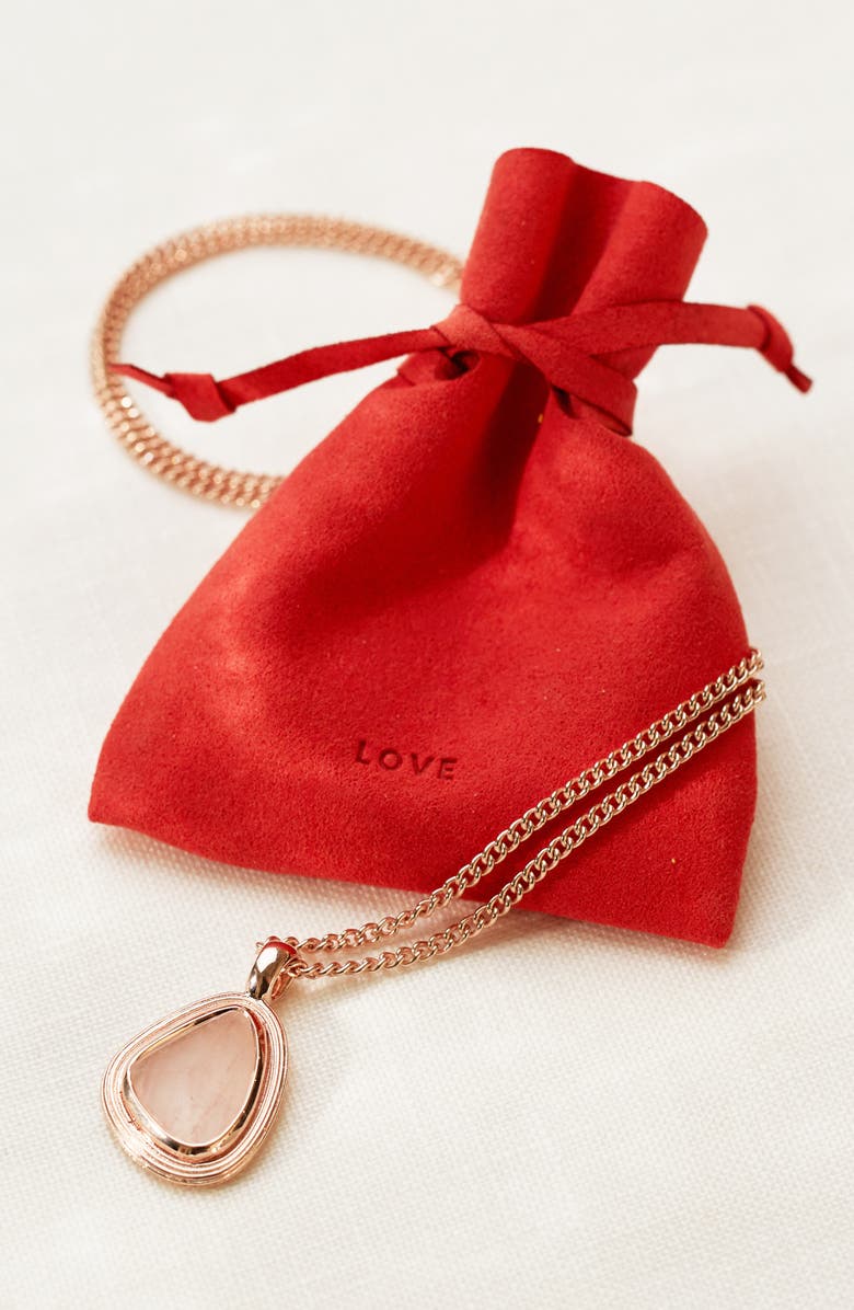 Monica Vinader Amulet Love Rose Quartz Pendant Necklace, Alternate, color,