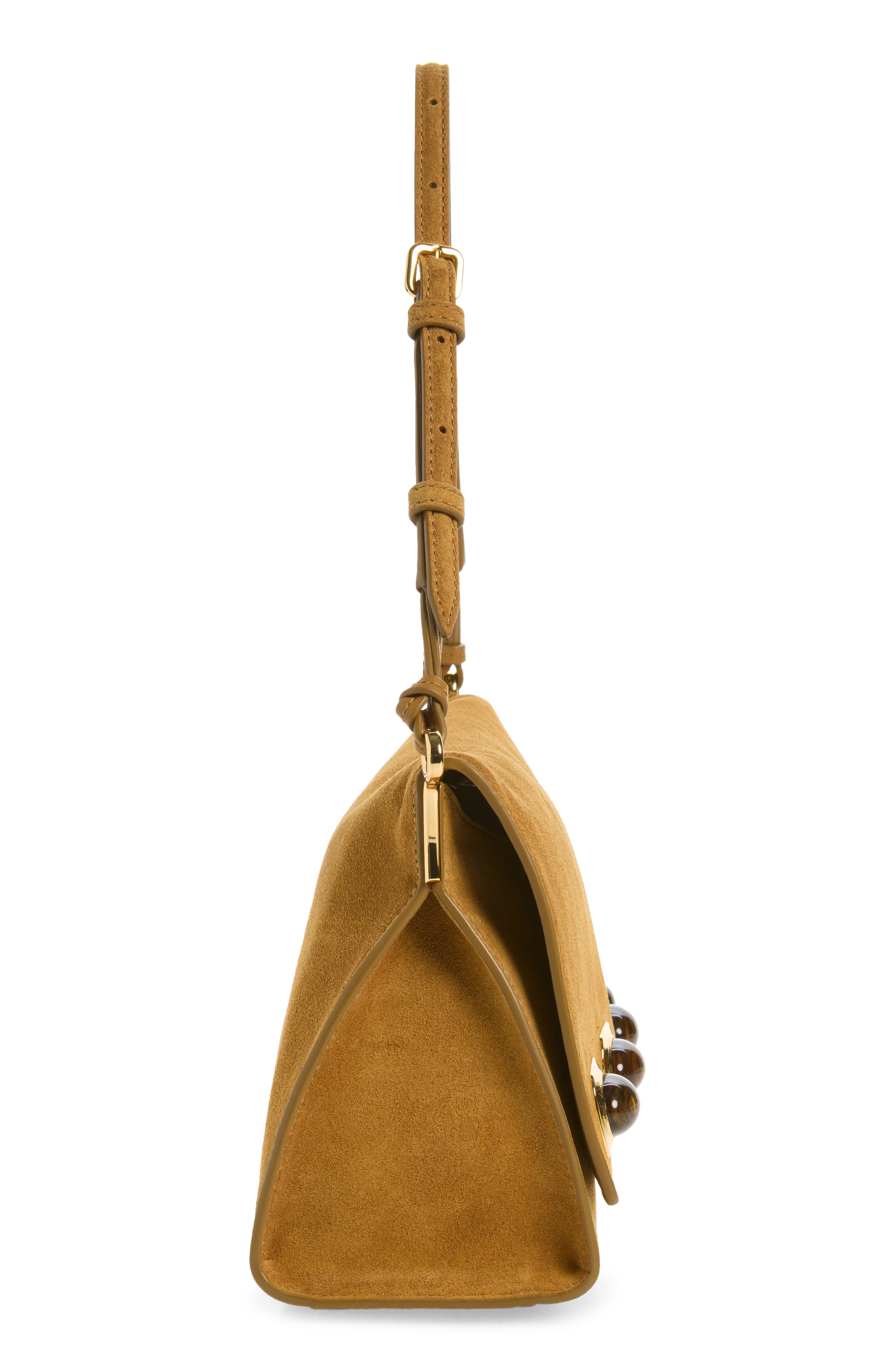 Edit Stone Embellished Suede Shoulder Bag, Alternate, color, ACORN