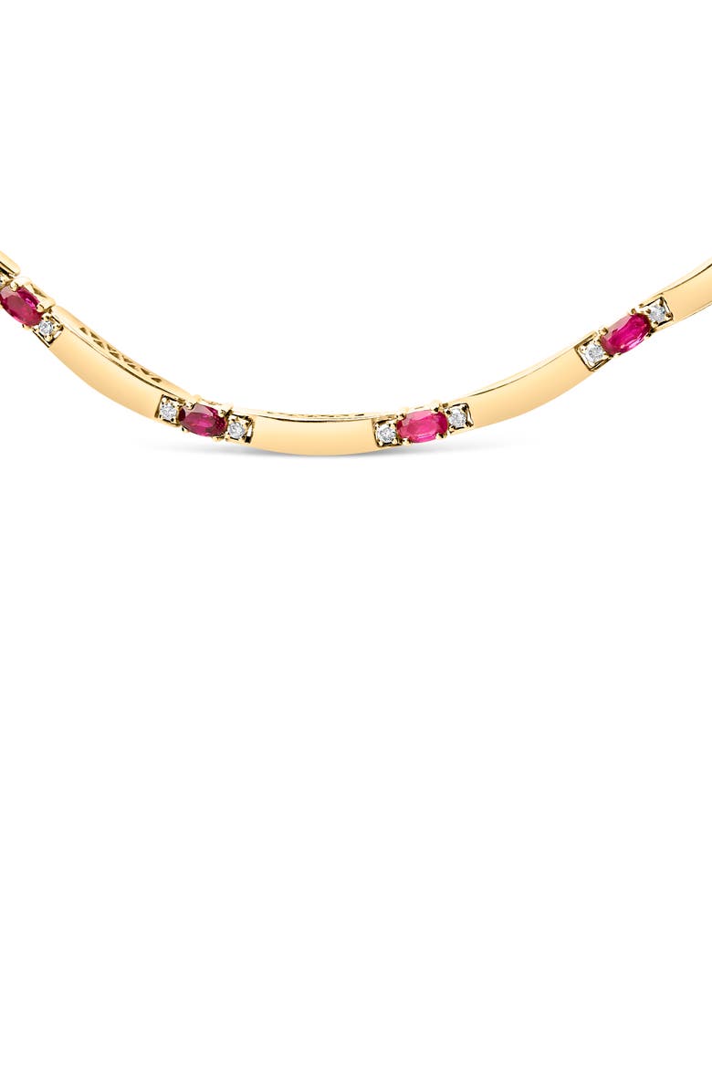14K Yellow Gold Red Ruby and 3/8 Cttw Diamond Alternating Link Necklace, Alternate, color, Yellow