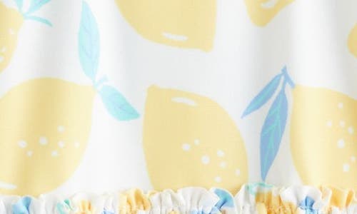 Tucker + Tate Ruffle One-piece Swimsuit In White- Yellow Lemon Toss