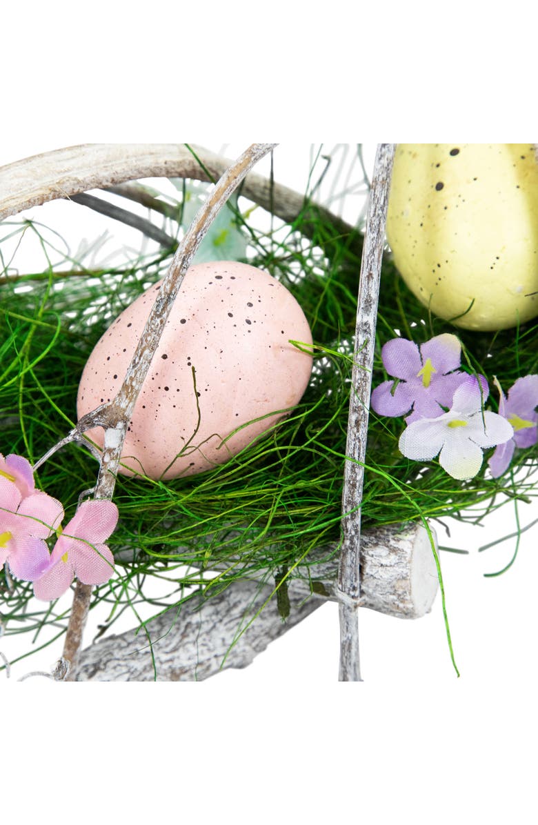 Northlight Speckled Eggs and Spring Flowers Small Artificial Easter Wreath - 15", Alternate, color, Green