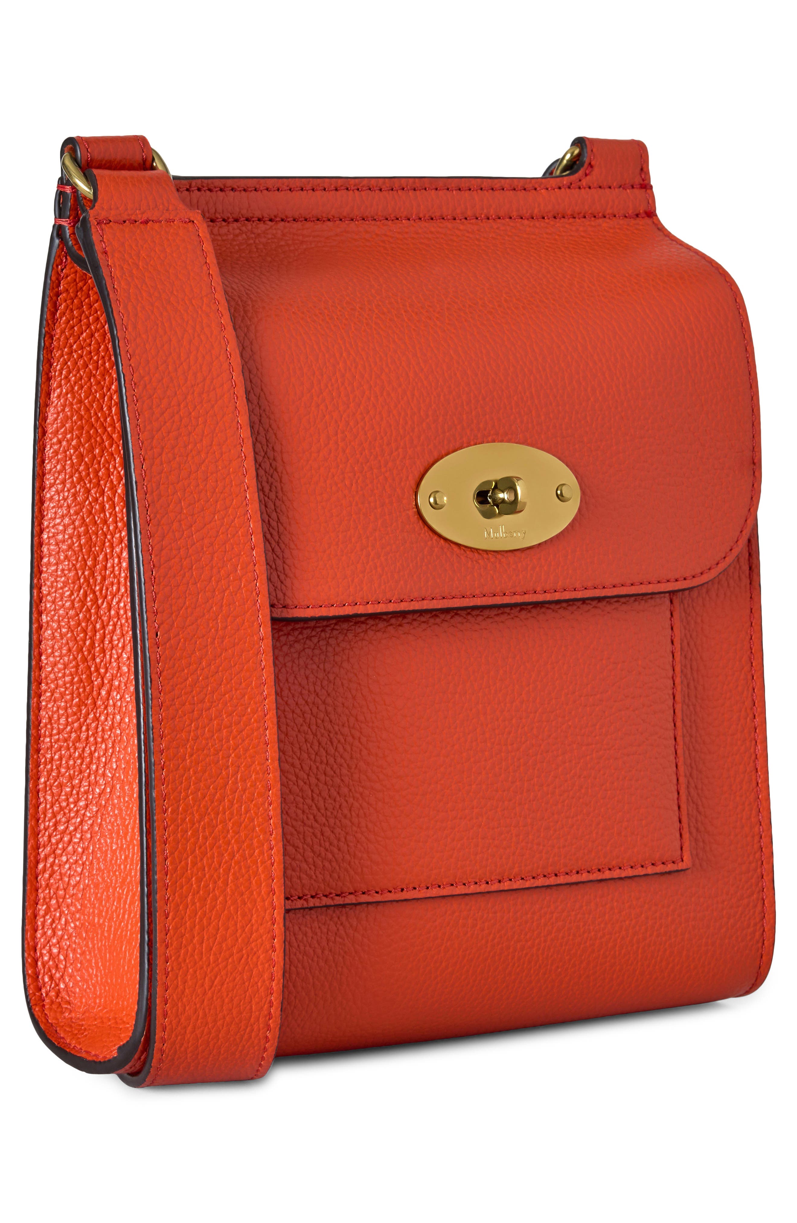 Small Antony Leather Crossbody Bag, Alternate, color, CORAL ORANGE