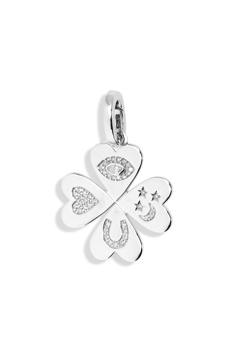 Good Luck Diamond Clover Pendant, Main, color, SILVER
