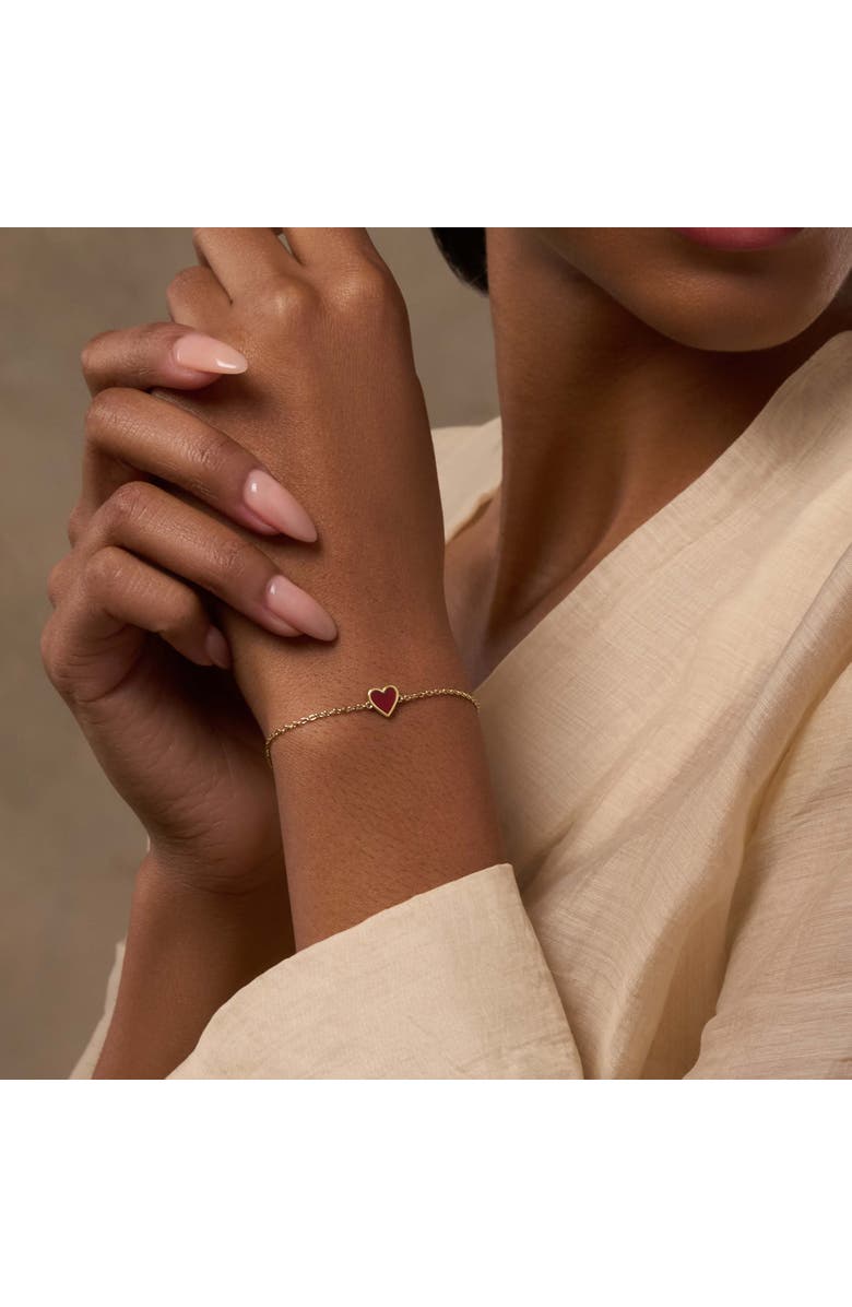 Karma and Luck Carnelian Heart Charm Women's Gold Plated Bracelet - Soulful Passion, Alternate, color, Gold/Red