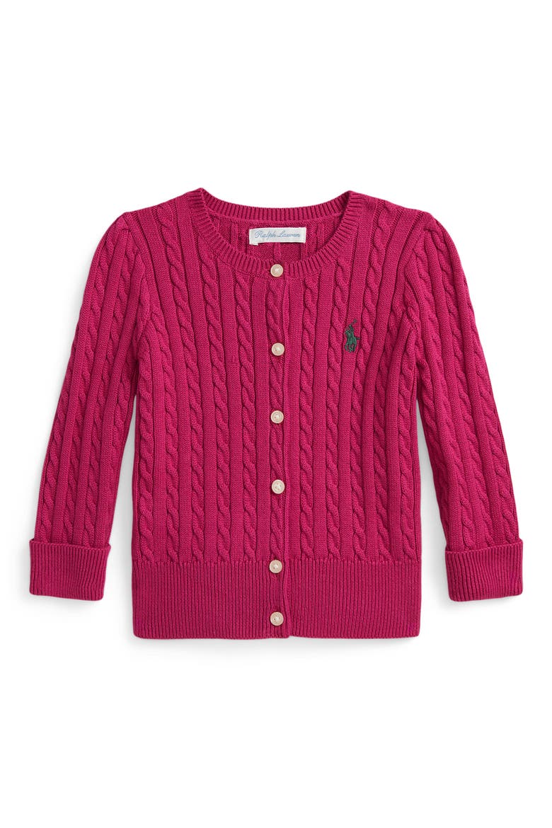Cotton Mini Cable Cardigan, Main, color, PREPPY PINK