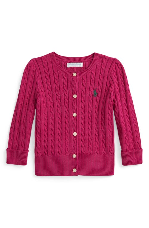 Ralph Lauren Cotton Mini Cable Cardigan In Pink