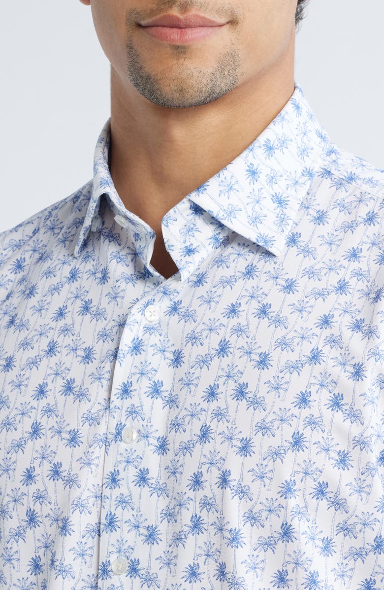 johnnie-O Mendocino Hangin' Out Palm Tree Print Short Sleeve Knit Button-Up Shirt, Alternate, color, 