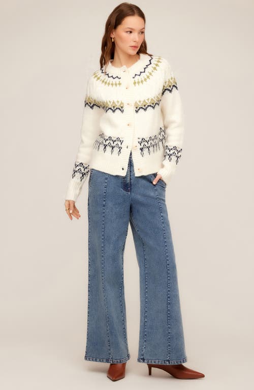 Fifteen Twenty Astrid Fair Isle Cardigan In White