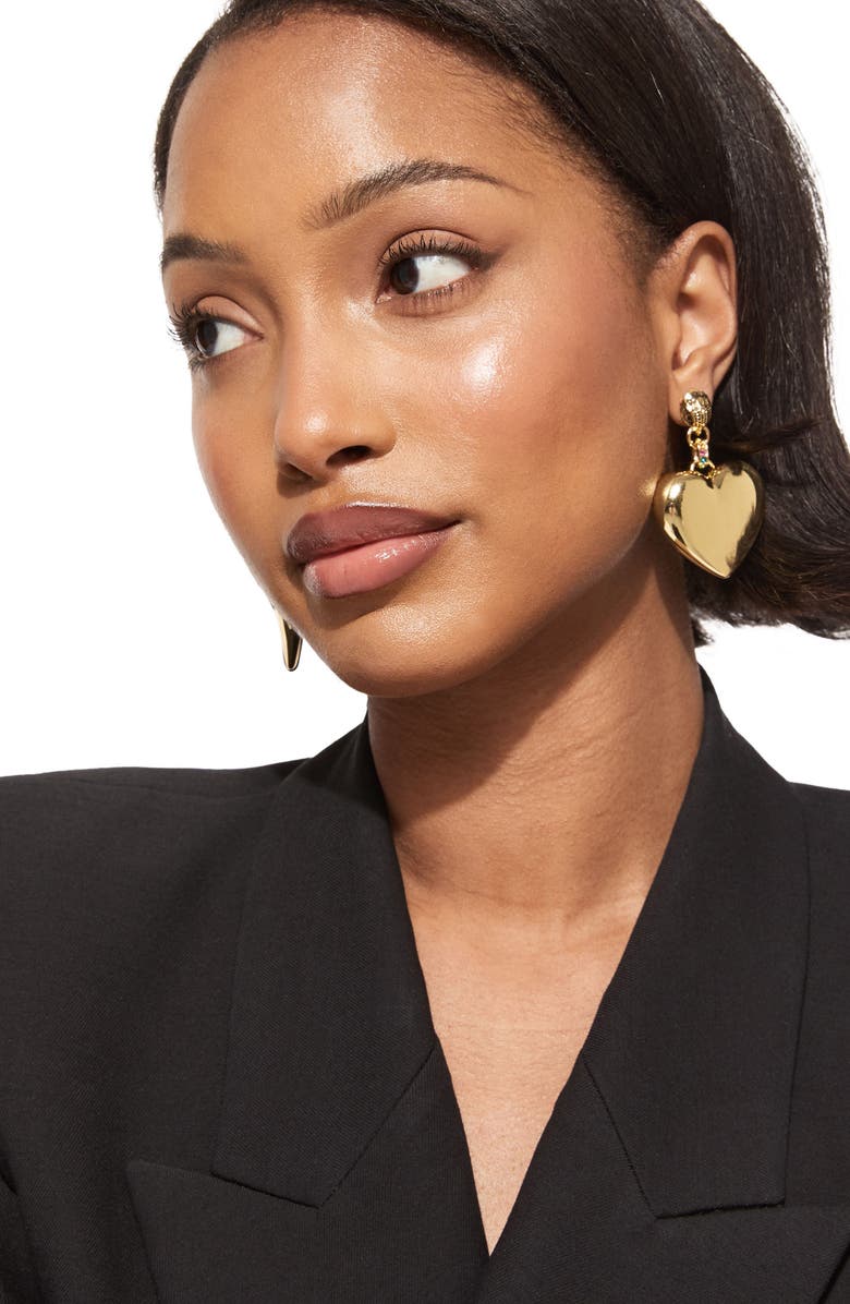 Kurt Geiger London Statement Heart Drop Earrings, Alternate, color, Gold
