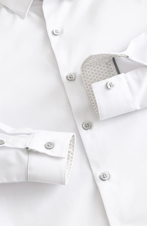 NEXT NEXT KIDS' PLAIN SMART SOLID WHITE STRETCH BUTTON-UP SHIRT