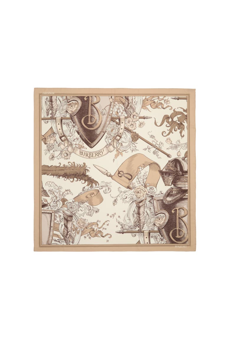 Etched Knight Cashmere Silk Scarf, Alternate, color, Taupe beige