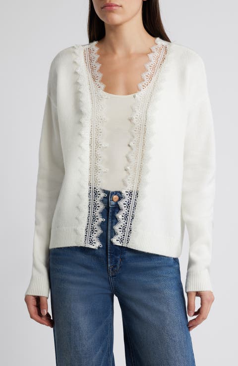 Lace Detail V-Neck Sweater