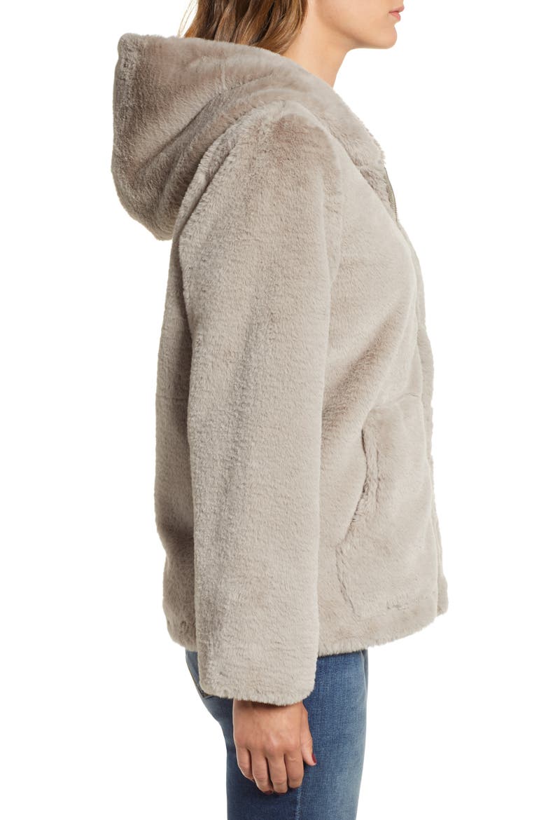 Faux Fur O-Ring Jacket, Alternate, color, GREY