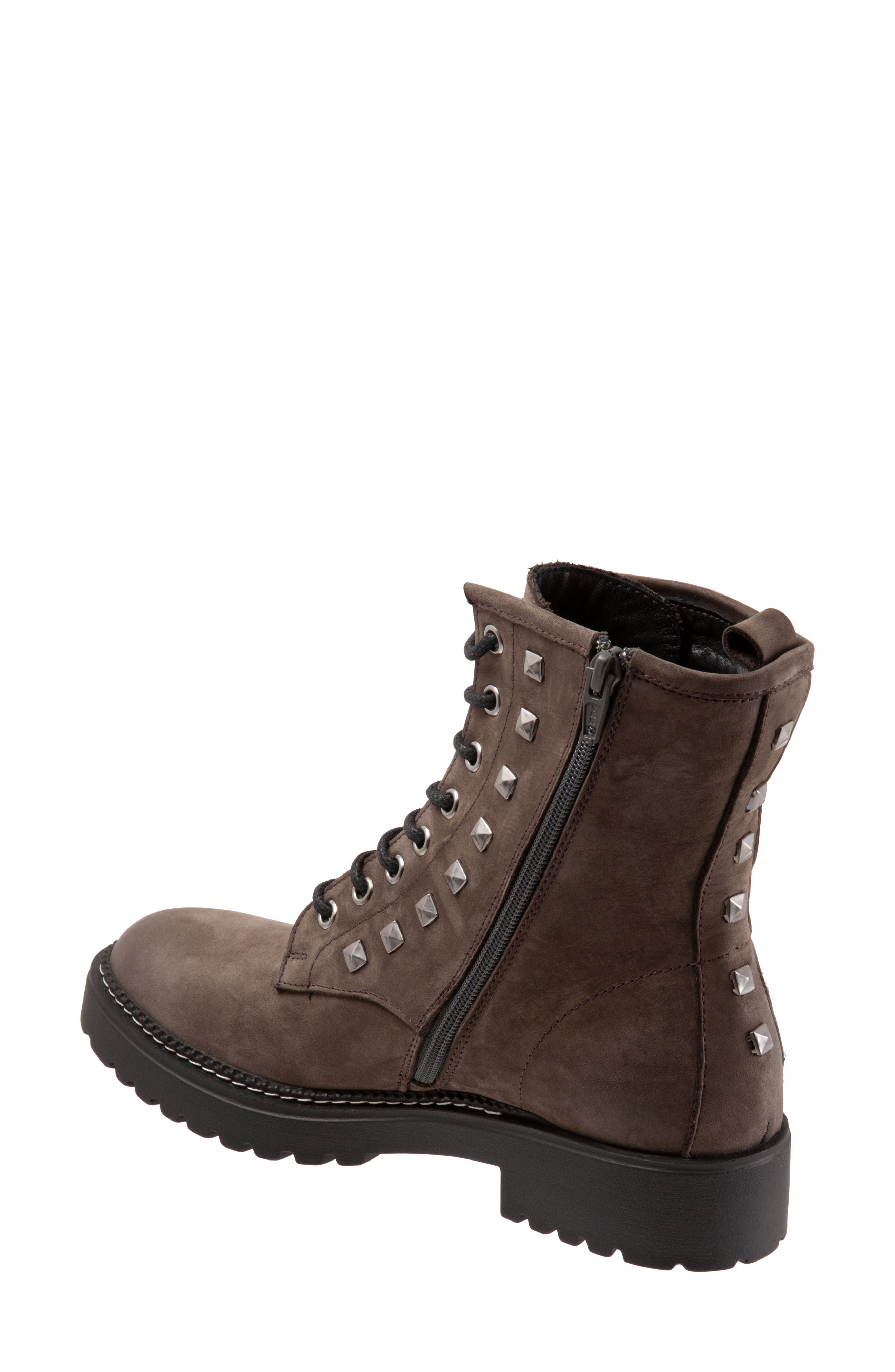 Bueno Studded Combat Boot, Alternate, color, Grey Nubuck