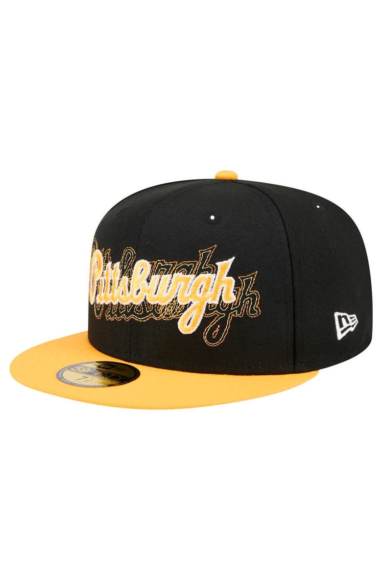 New Era Men's New Era Black Pittsburgh Pirates Shadow Stitch 59FIFTY Fitted Hat, Main, color, Black