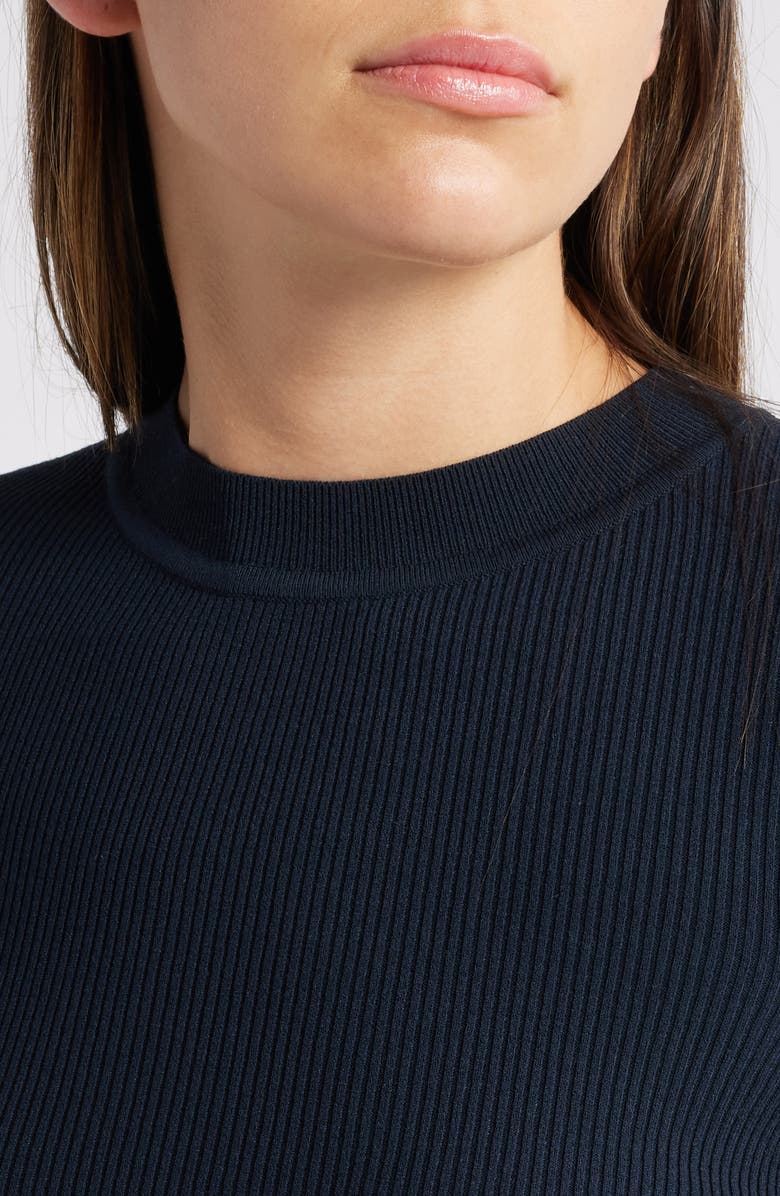 BOSS Feskiera Rib Mock Neck Sweater, Alternate, color, Dk Bu