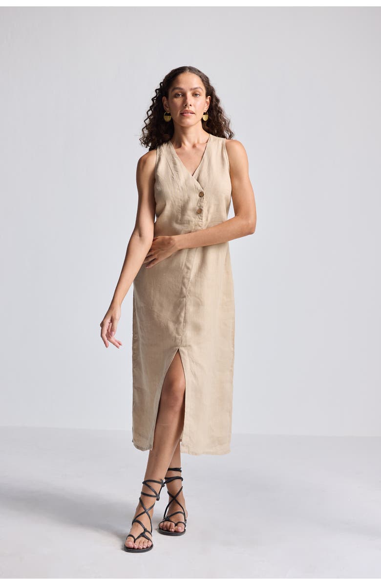 Reistor Straight Dress with Front Slit, Alternate, color, Neutral Beige