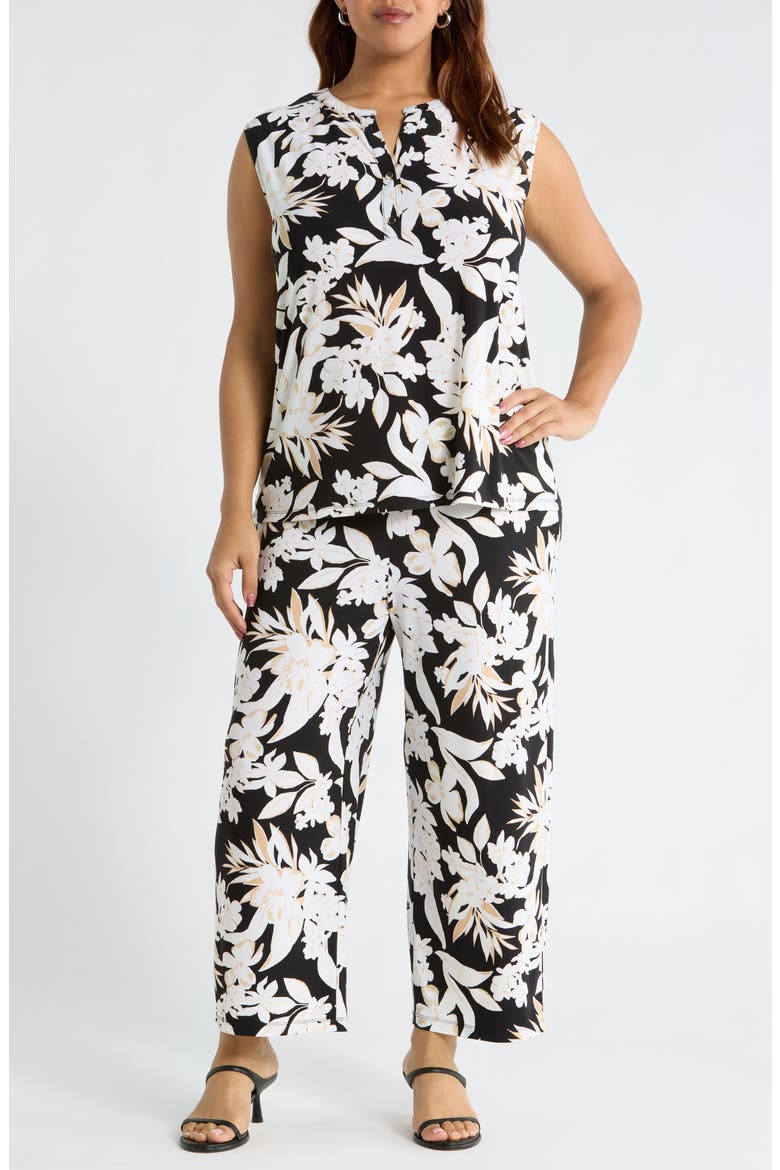 Print Knit Crop Wide Leg Pants, Alternate, color, ANNE BLACK MULTI