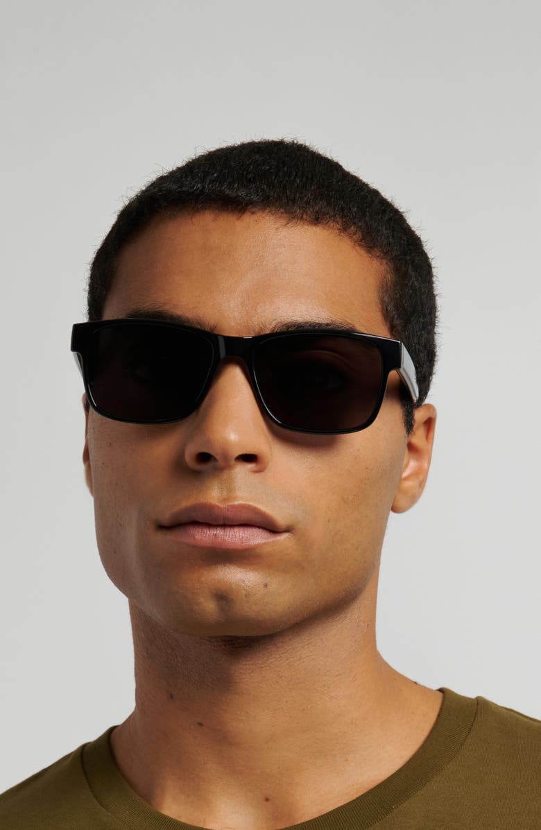 Fossil 58mm Rectangular Sunglasses, Alternate, color, Black/ Grey
