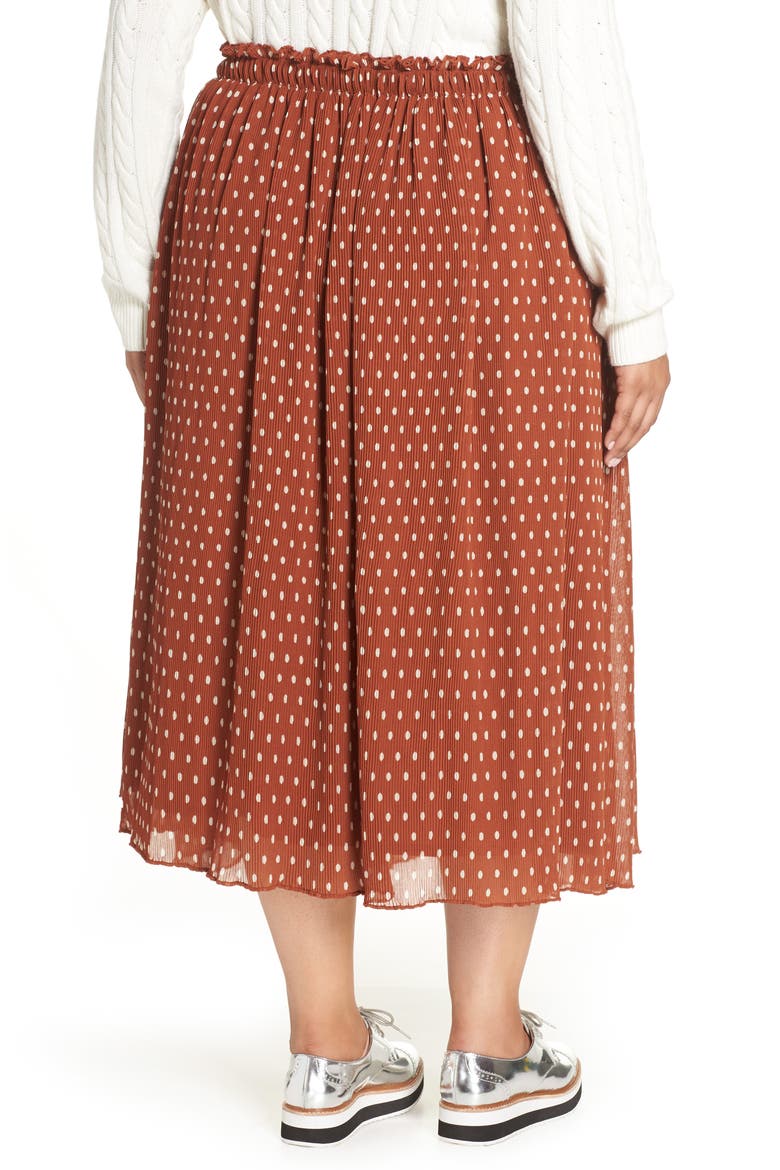 x Atlantic-Pacific Crinkle Midi Skirt, Alternate, color, RUST SPACED DOT