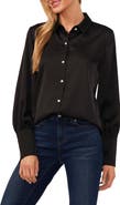 CeCe Satin Button-Up Shirt