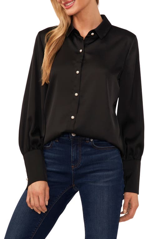 Cece Satin Button-up Shirt In Multi