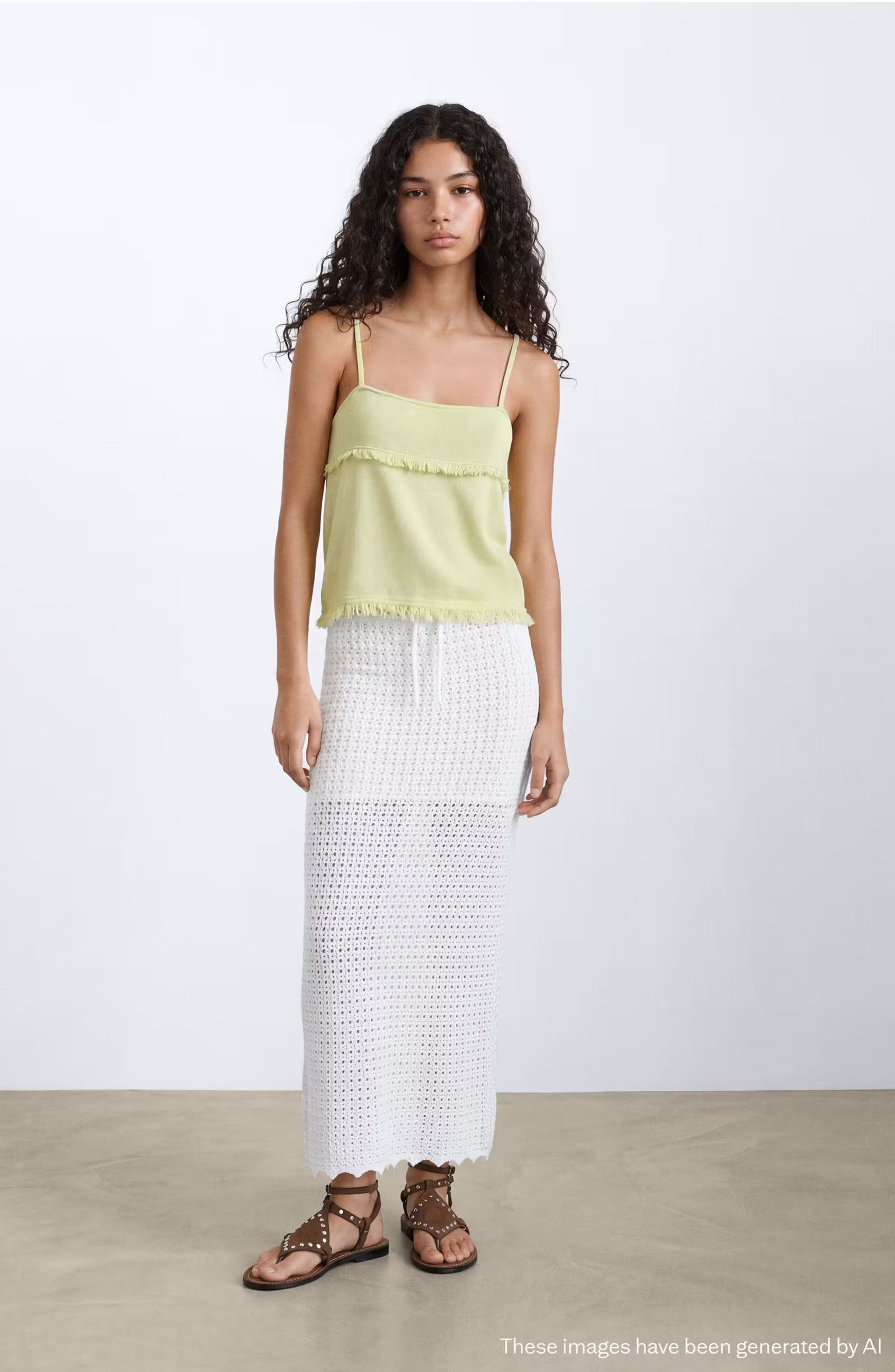 <p>Kids' Cotton Pointelle Knit Maxi Skirt</p> - image 2