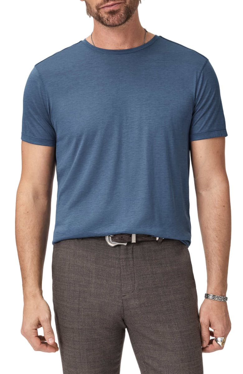 John Varvatos Amato Silk & Organic Cotton Crewneck T-Shirt, Main, color, Oiled Blue