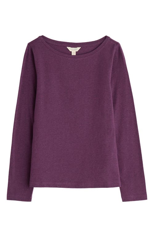 Seasalt Cornwall Easel Long Sleeve Stretch Organic Cotton Top In Purple