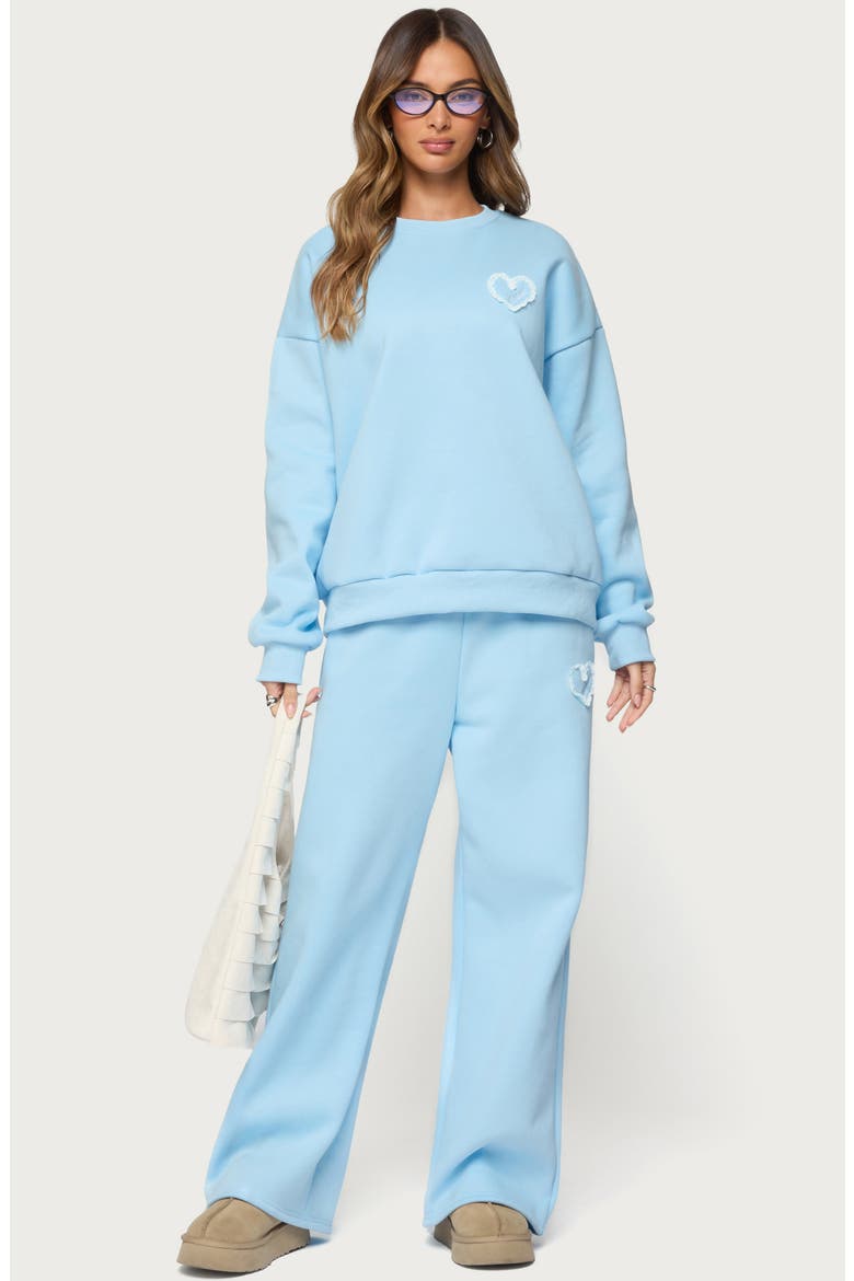 Love Wide Leg Fleece Sweatpants, Alternate, color, LIGHT-BLUE