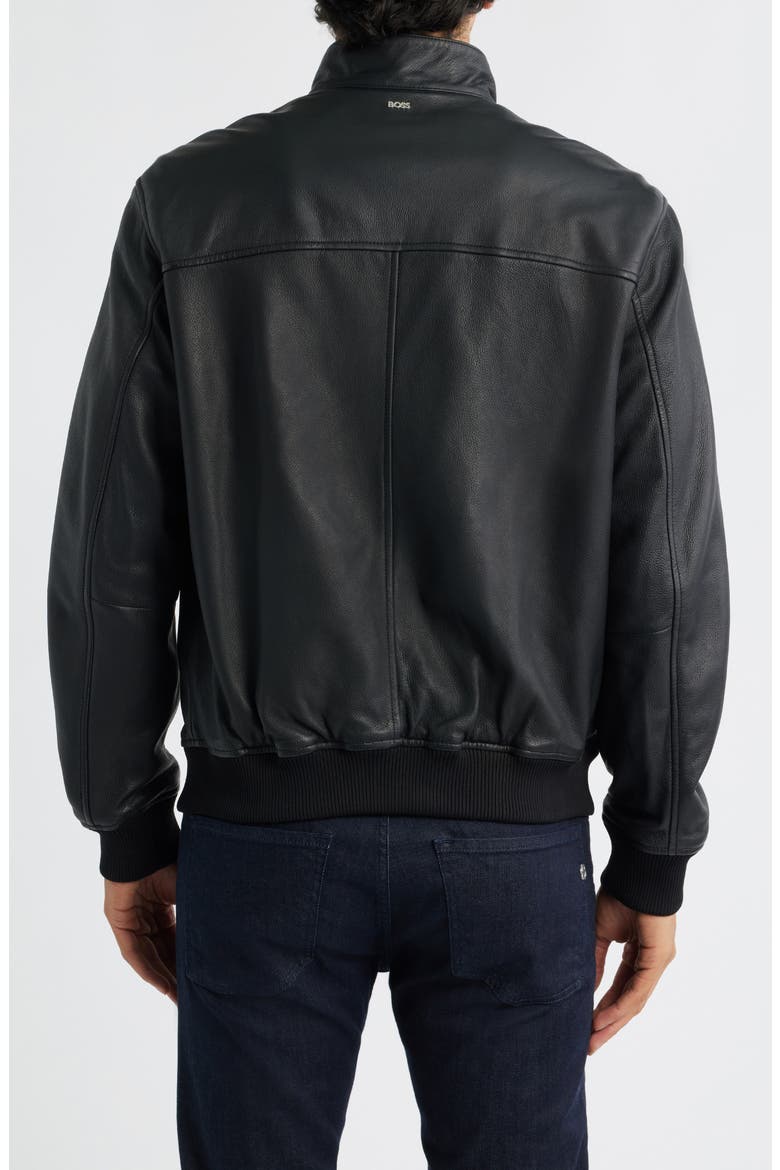 Monier Black Leather Zip Jacket, Alternate, color, BLACK