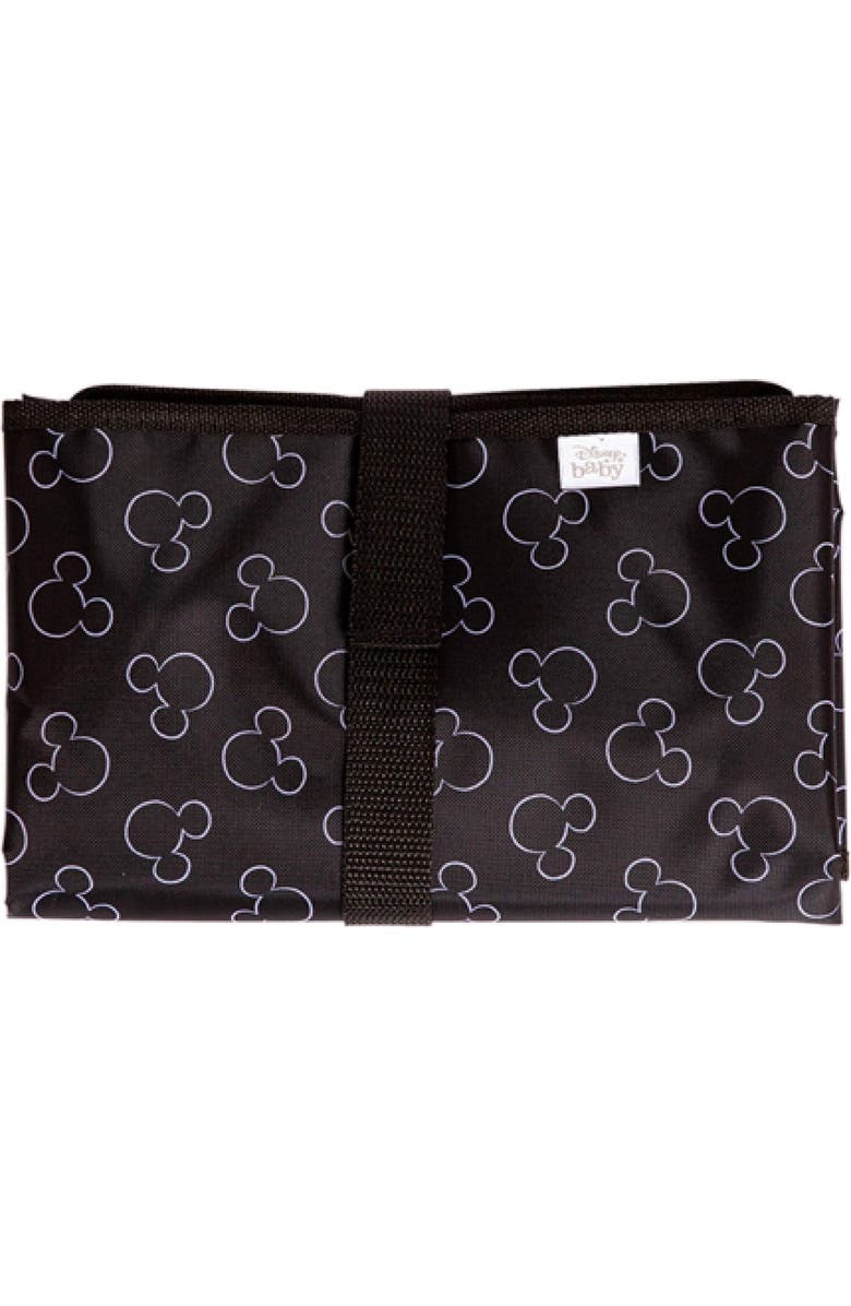 J.L. Childress Full Body Portable Baby Changing Pad, Fully Padded for Baby's Comfort Waterproof Opens to 19" X 30" Mickey Black, Main, color, Mickey Black